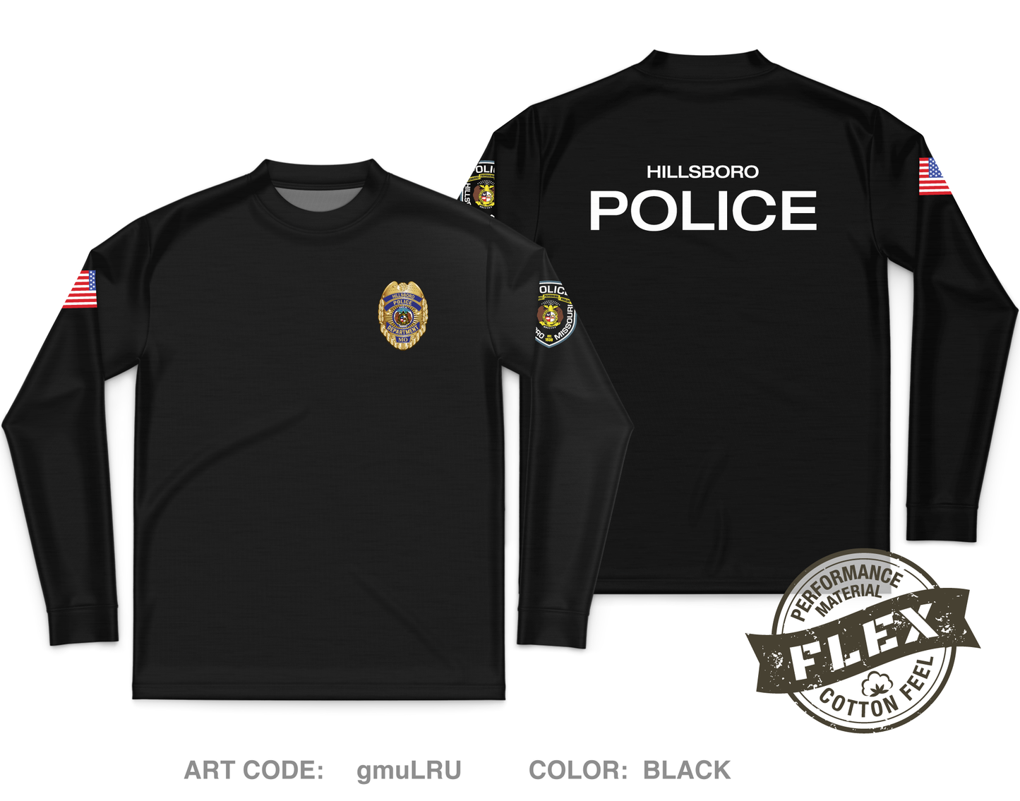Hillsboro Police Department Core Men's LS Flex Performance Tee - gmuLRU
