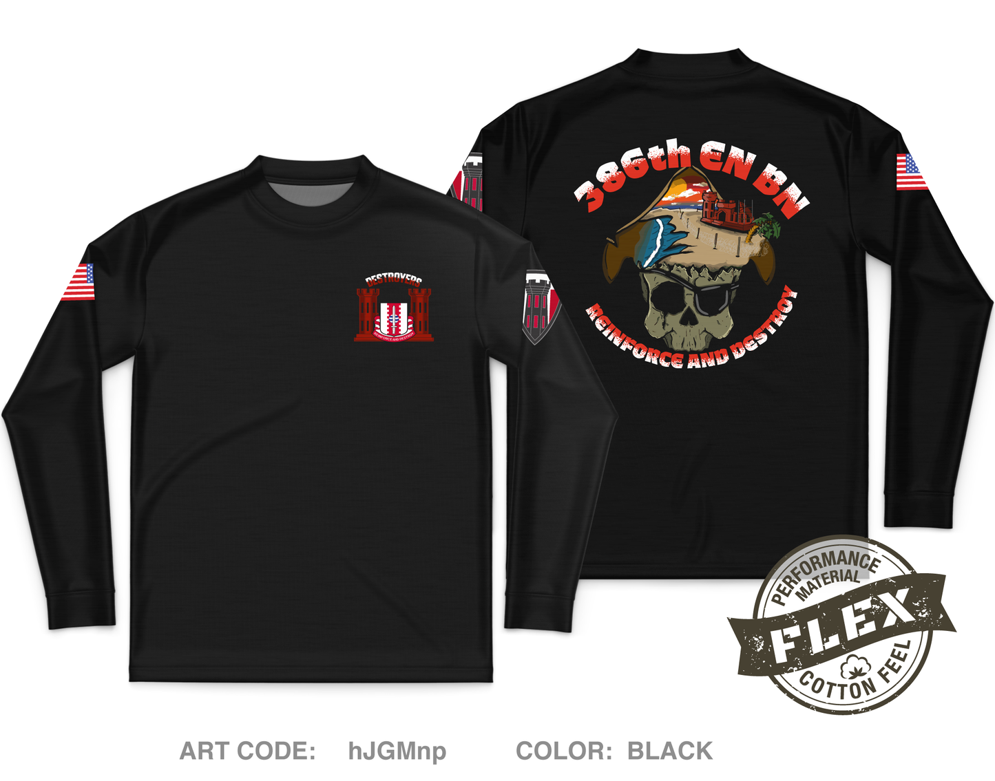 386 Engineer Battalion Core Men's LS Flex Performance Tee - hJGMnp