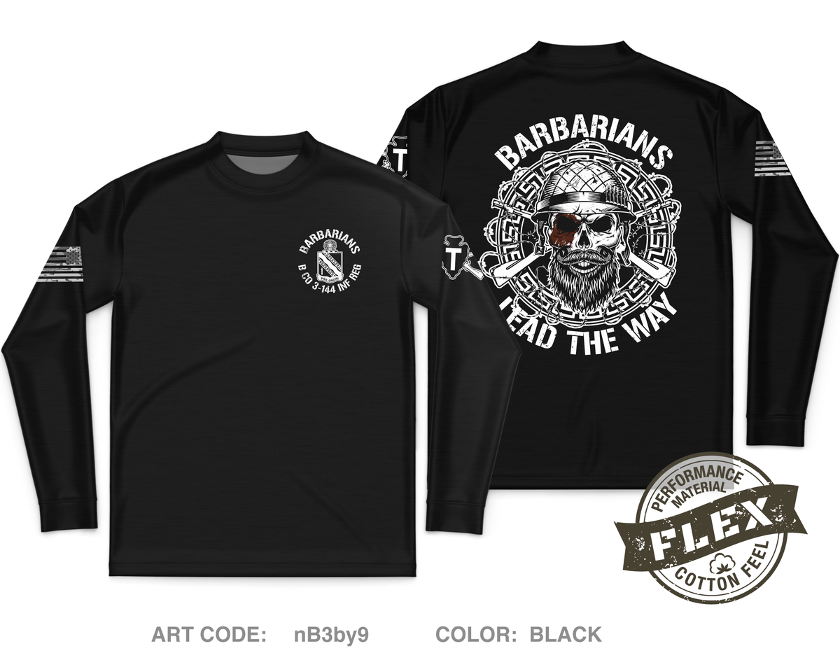Barbarians / B Co 3-144 INF REG Core Men's LS Flex Performance Tee - nB3by9