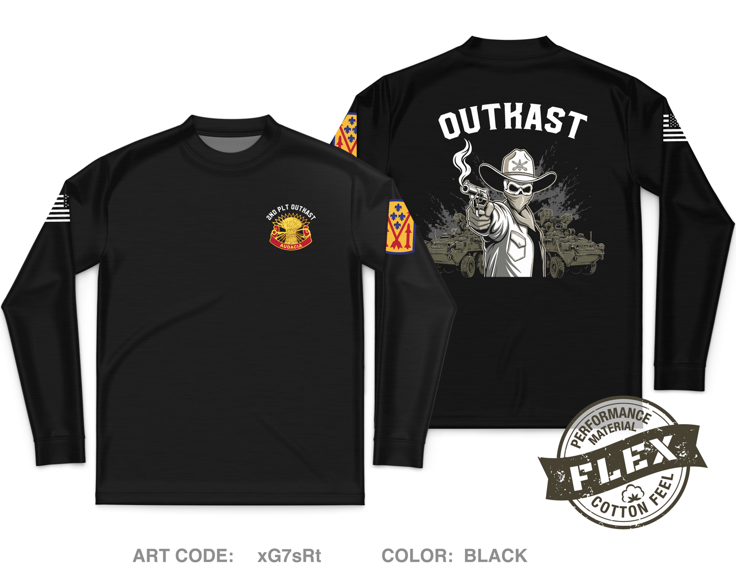 5-4 ADAR 2nd PLT ALPHA BTTRY Fundraising Collection Core Men's LS Flex Performance Tee - xG7sRt