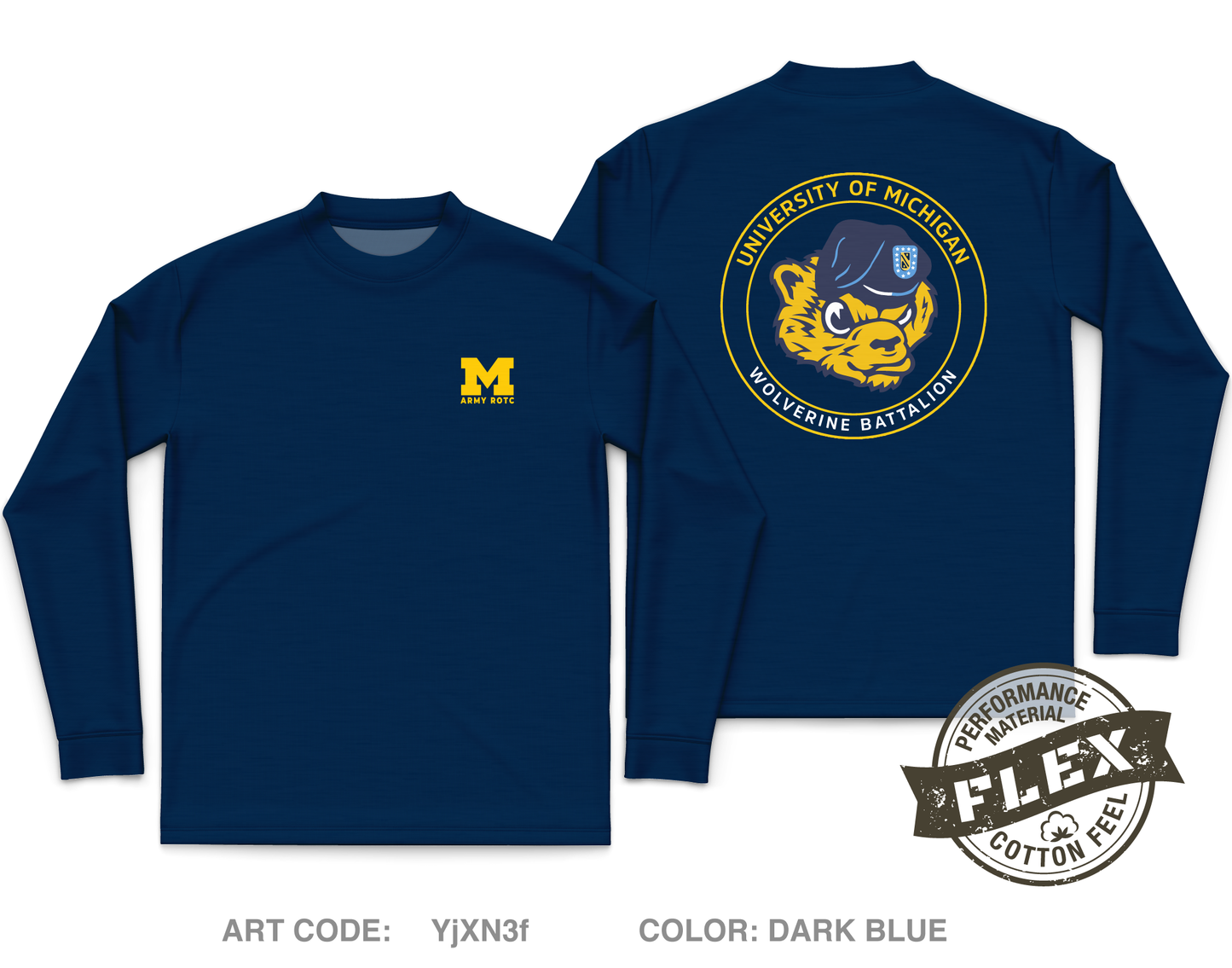 University of Michigan Army ROTC Core Men's LS Flex Performance Tee - YjXN3f