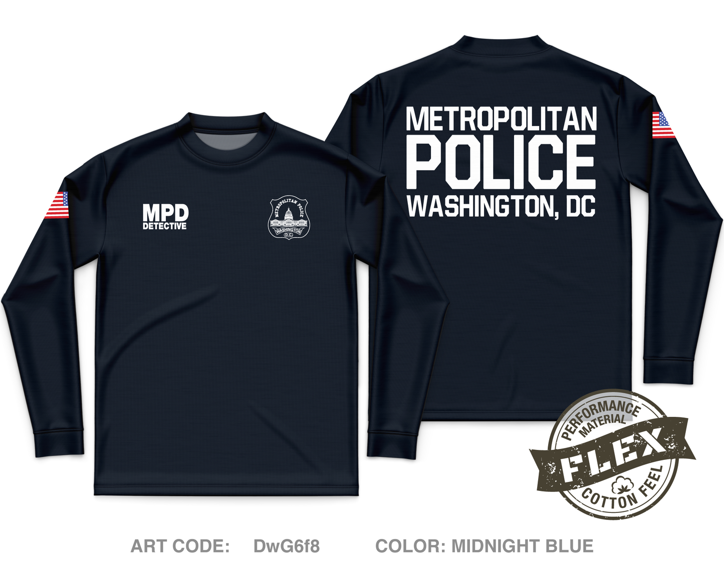 Metropolitan Police Department - DC Core Men's LS Flex Performance Tee - DwG6f8