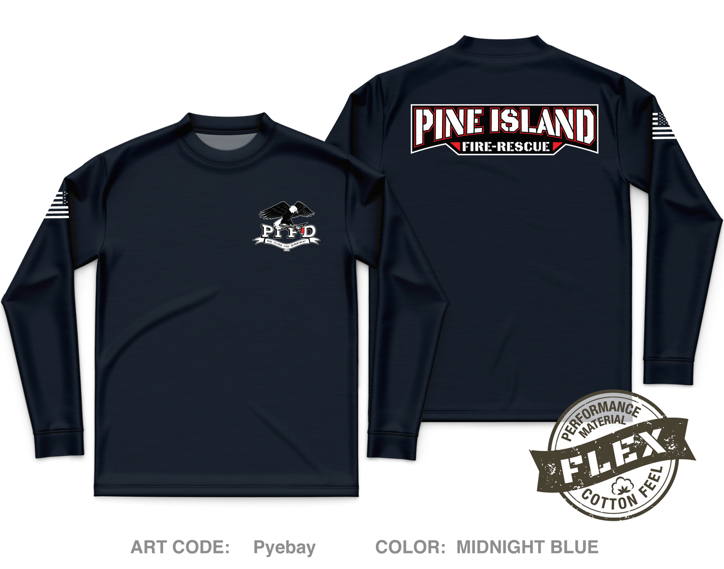 Pine Island Fire Department Core Men's LS Flex Performance Tee - Pyebay