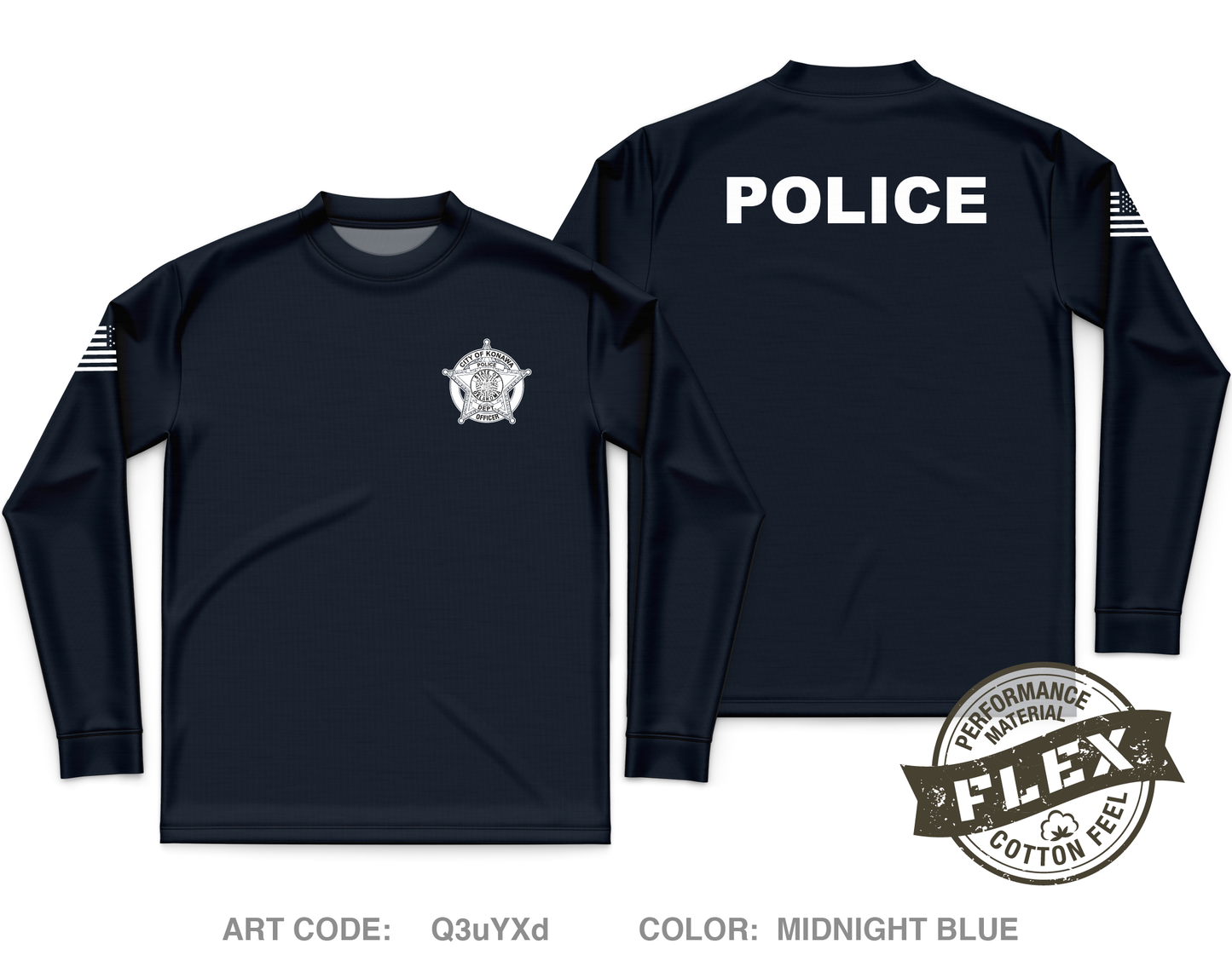 Konawa police department Core Men's LS Flex Performance Tee - Q3uYXd