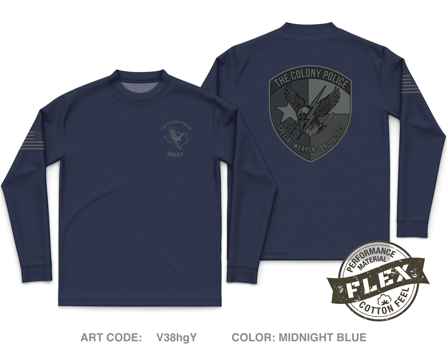 The Colony Police Department SWAT Core Men's LS Flex Performance Tee - V38hgY