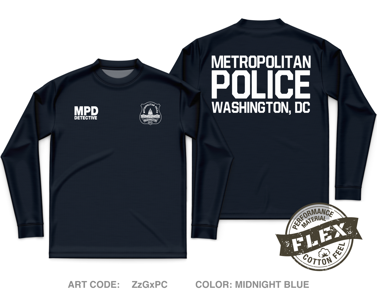 Metropolitan Police Department - DC Core Men's LS Flex Performance Tee - ZzGxPC