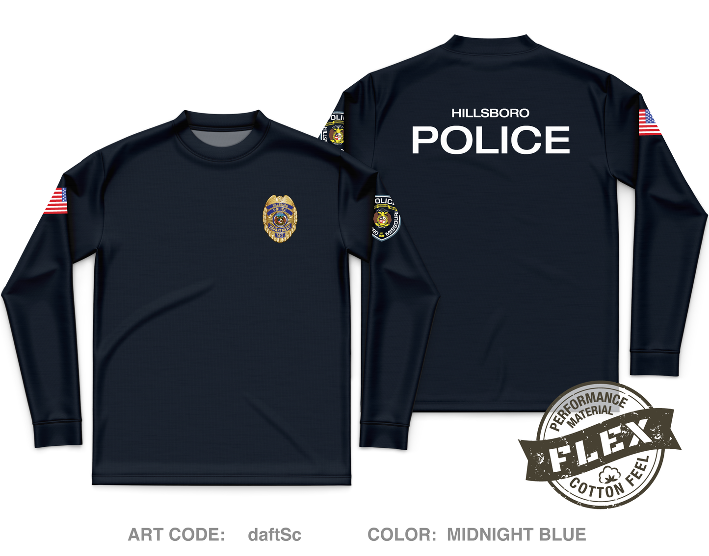 Hillsboro Police Department Core Men's LS Flex Performance Tee - daftSc