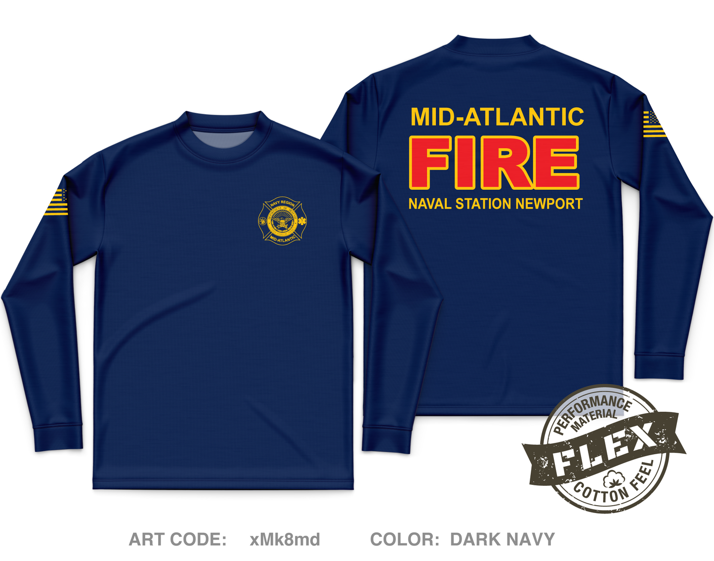 Naval Station Newport Fire and Emergency Core Men's LS Flex Performance Tee - xMk8md