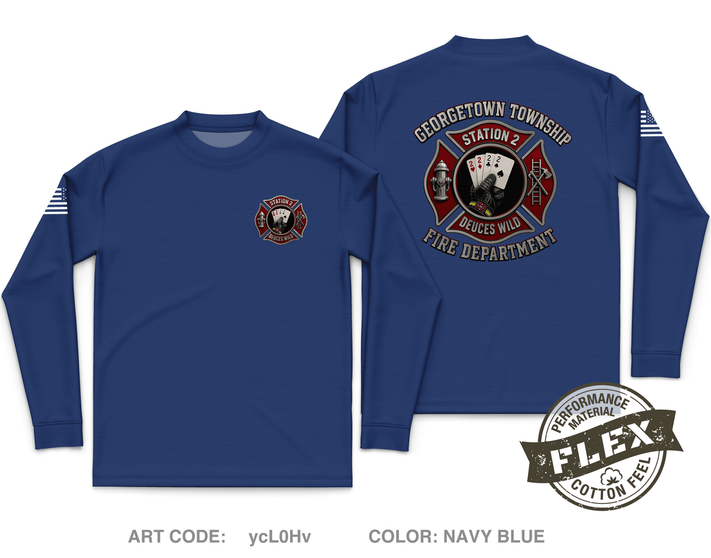 GTFD Station 2 Fundraising Collection Core Men's LS Flex Performance Tee - ycL0Hv