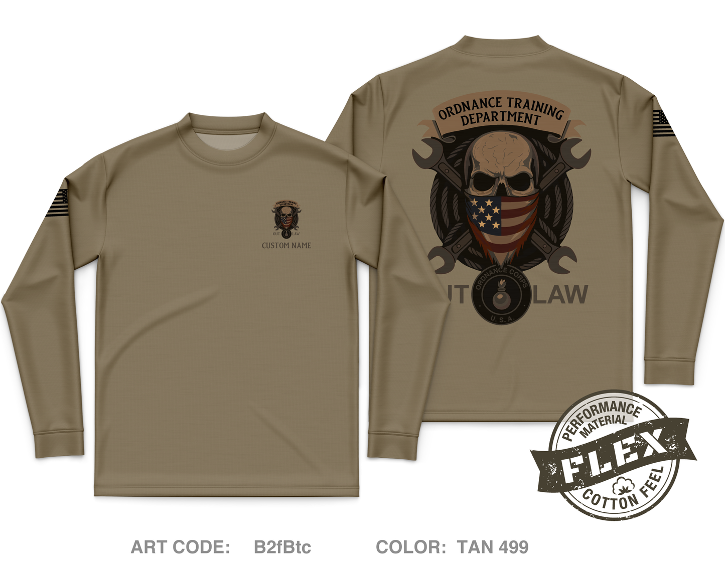 CUSTOM Ordnance Training Drivision Core Men's LS Flex Performance Tee - B2fBtc
