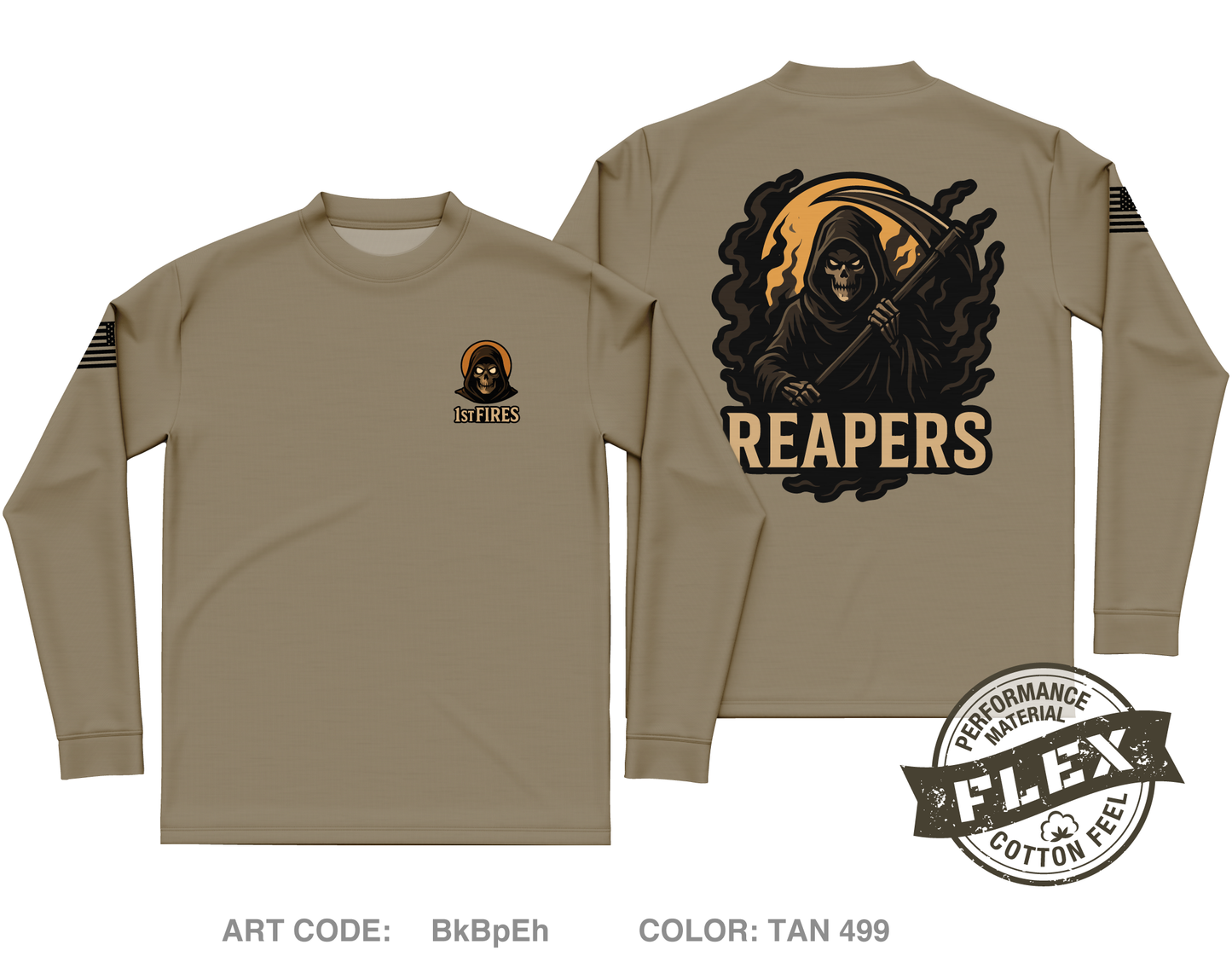 1st PLT, A BTRY 3-321FAR Core Men's LS Flex Performance Tee - BkBpEh