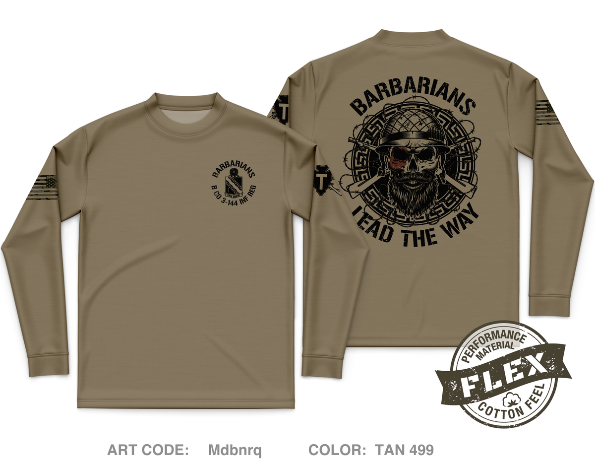 Barbarians / B Co 3-144 INF REG Core Men's LS Flex Performance Tee - Mdbnrq