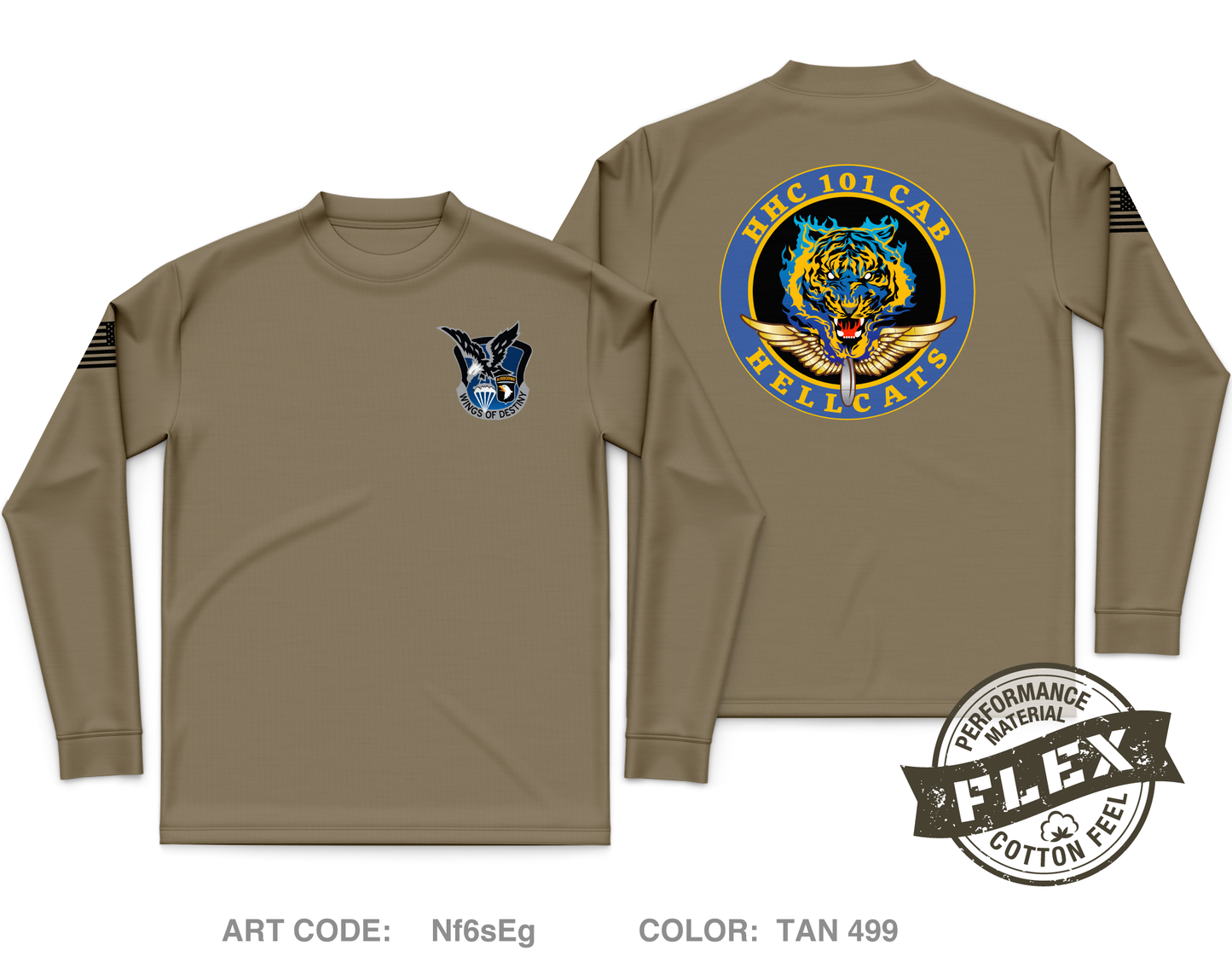 HHC BDE "Hellcats", 101st CAB Core Men's LS Flex Performance Tee - Nf6sEg