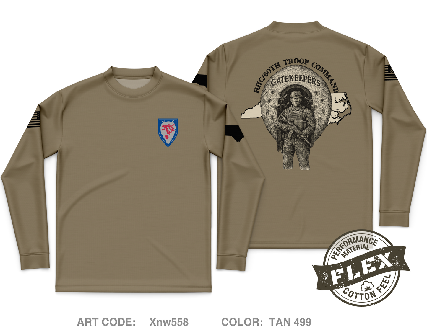 HHC 60th Troop Command Core Men's LS Flex Performance Tee - Xnw558