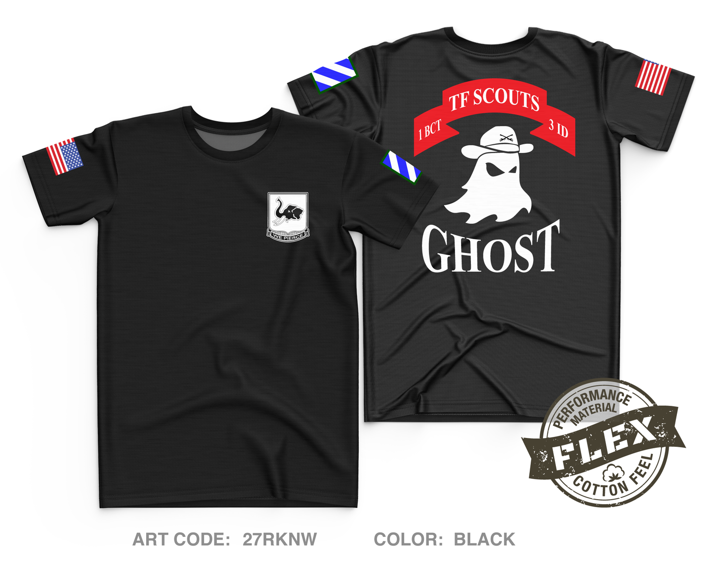 Ghost Platoon, 1st Battalion, 64th Armor Regiment, Task Force Scouts, 3rd Infantry Division Core Men's SS Flex Performance Tee - 27RKNW
