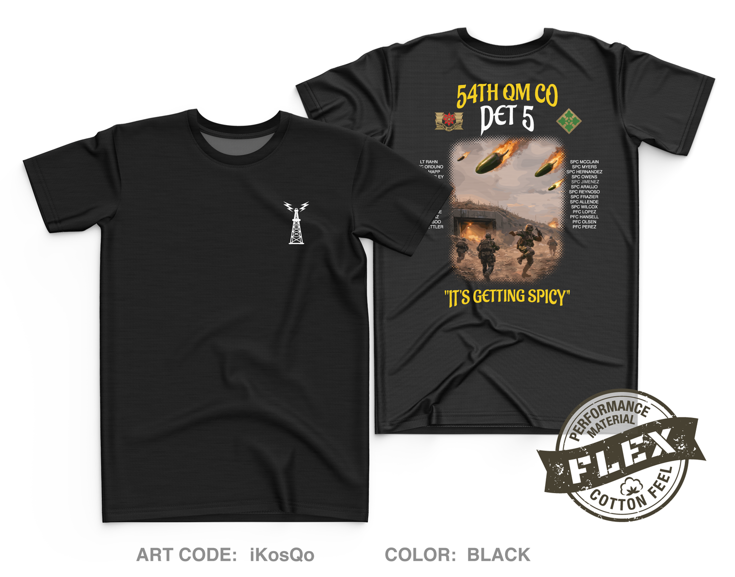 54th QM CO DET 5 Core Men's SS Flex Performance Tee - iKosQo