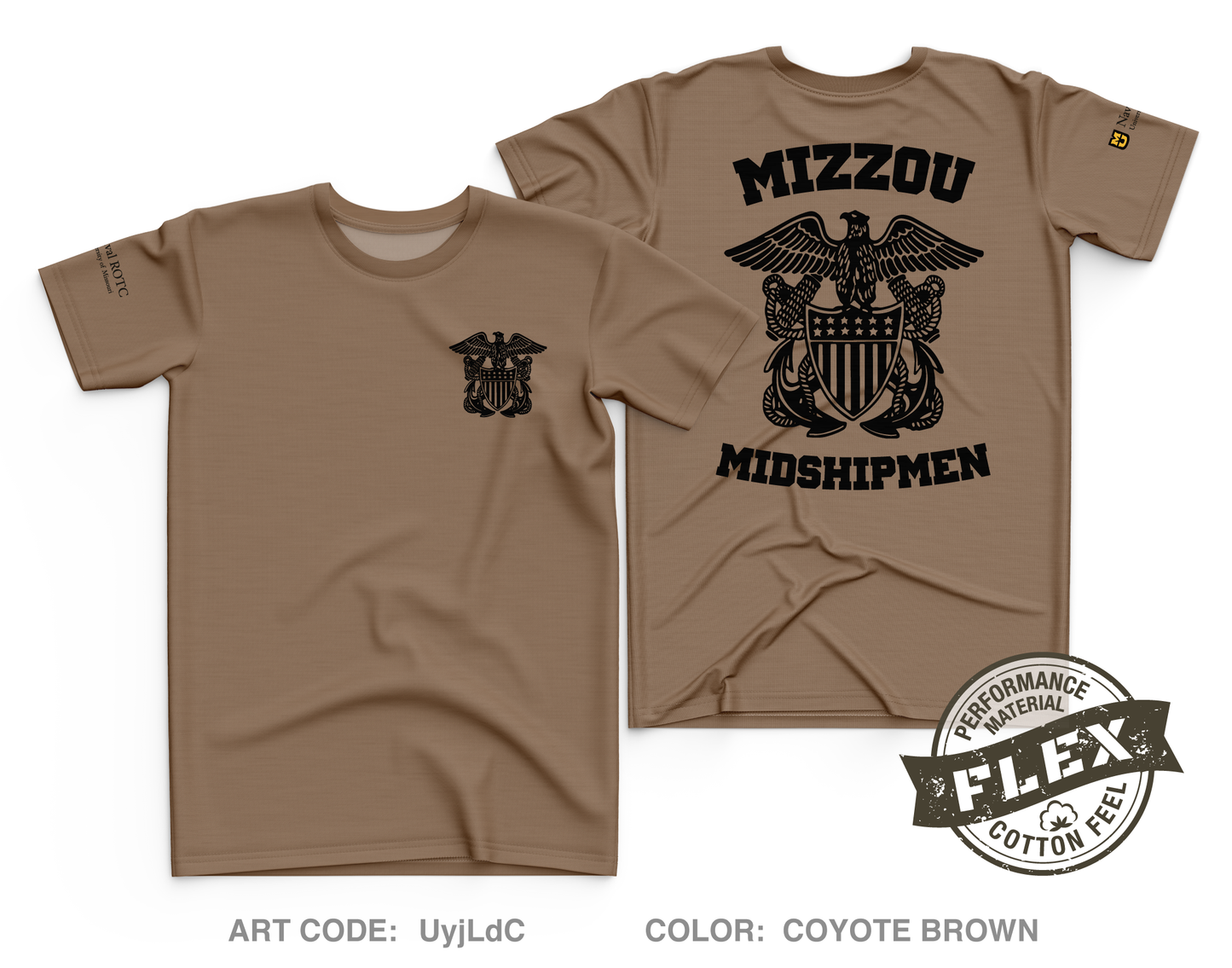 UNIVERISTY OF MISSOURI NAVAL ROTC Store 1 Core Men's SS Flex Performance Tee - UyjLdC