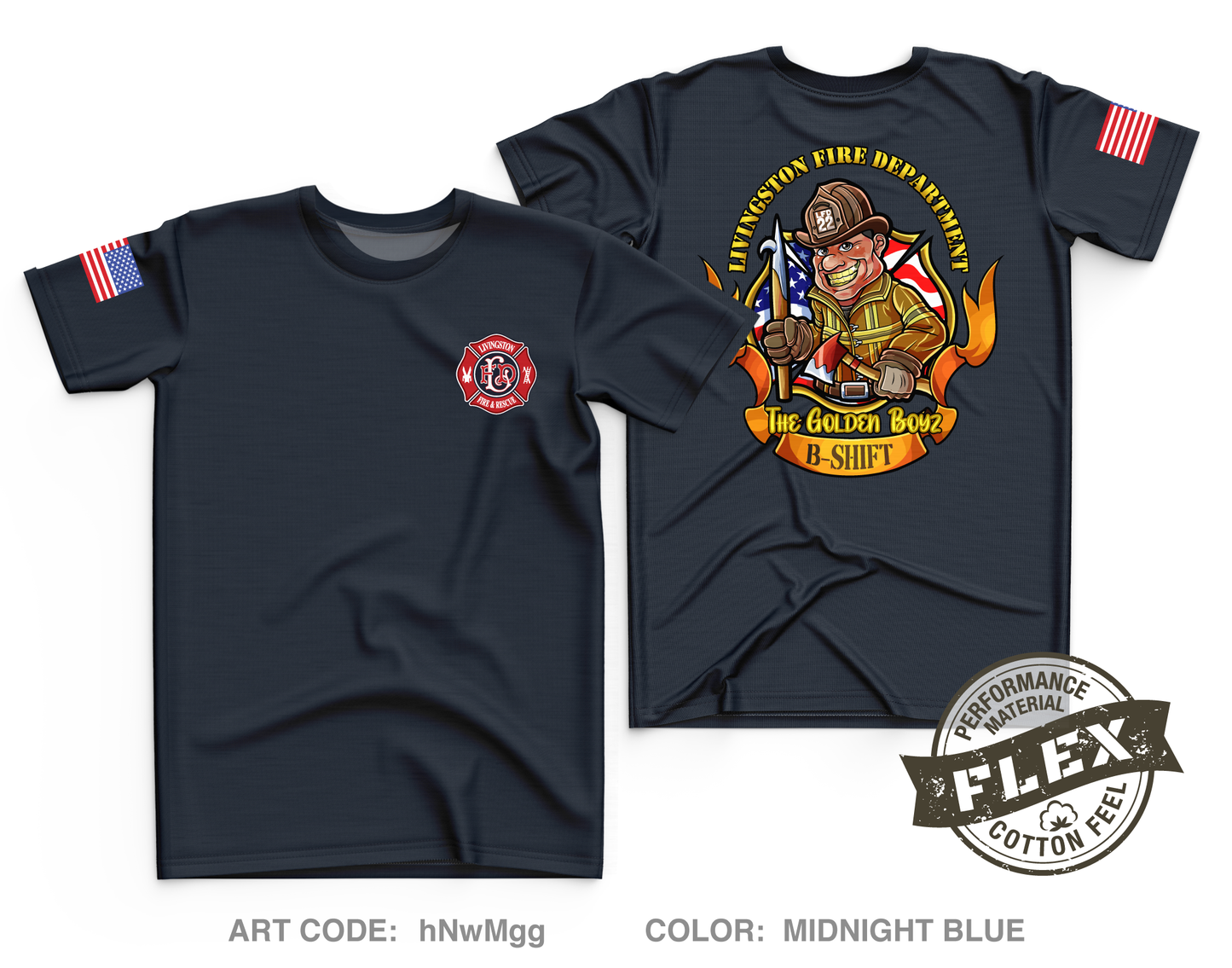 Livingston Fire Department B-Shift Core Men's SS Flex Performance Tee - hNwMgg