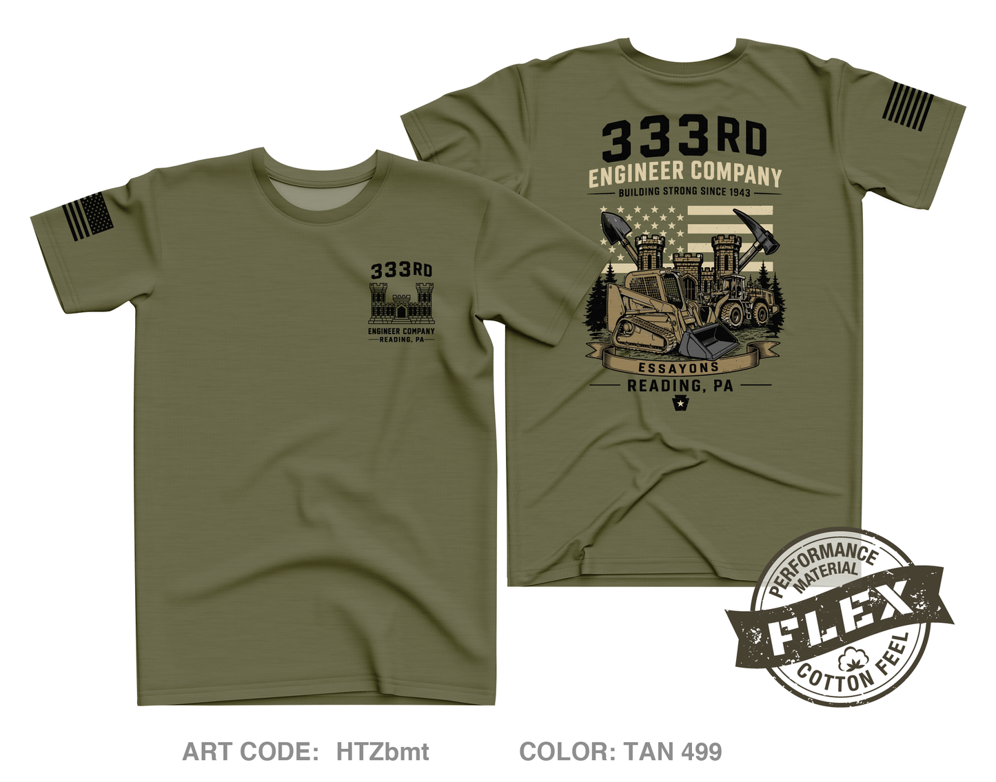 333rd Engineer Company Core Men's SS Flex Performance Tee - HTZbmt