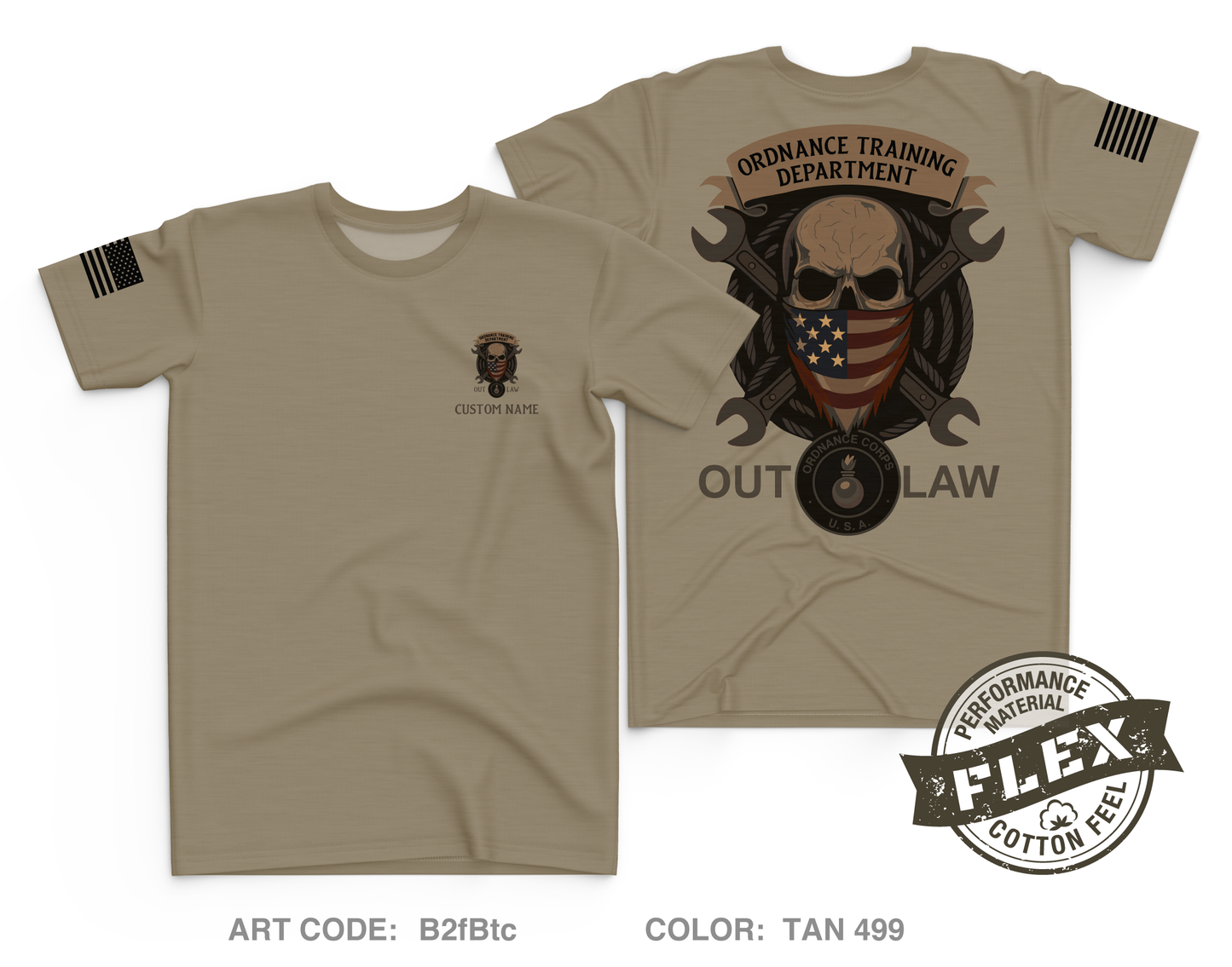 CUSTOM Ordnance Training Drivision Core Men's SS Flex Performance Tee - B2fBtc