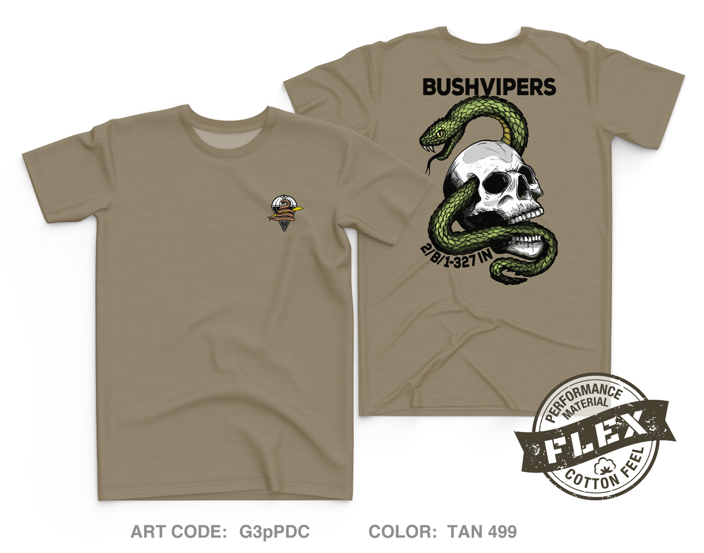 2nd PLT Bushvipers Core Men's SS Flex Performance Tee - G3pPDC