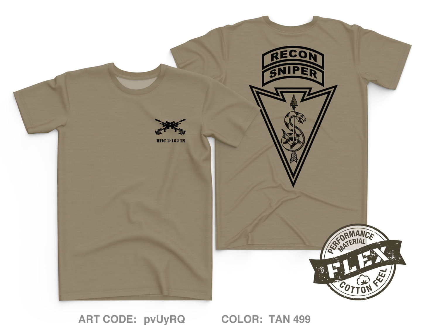 Recon Sniper Platoon HHC 2-162 IN Core Men's SS Flex Performance Tee - pvUyRQ