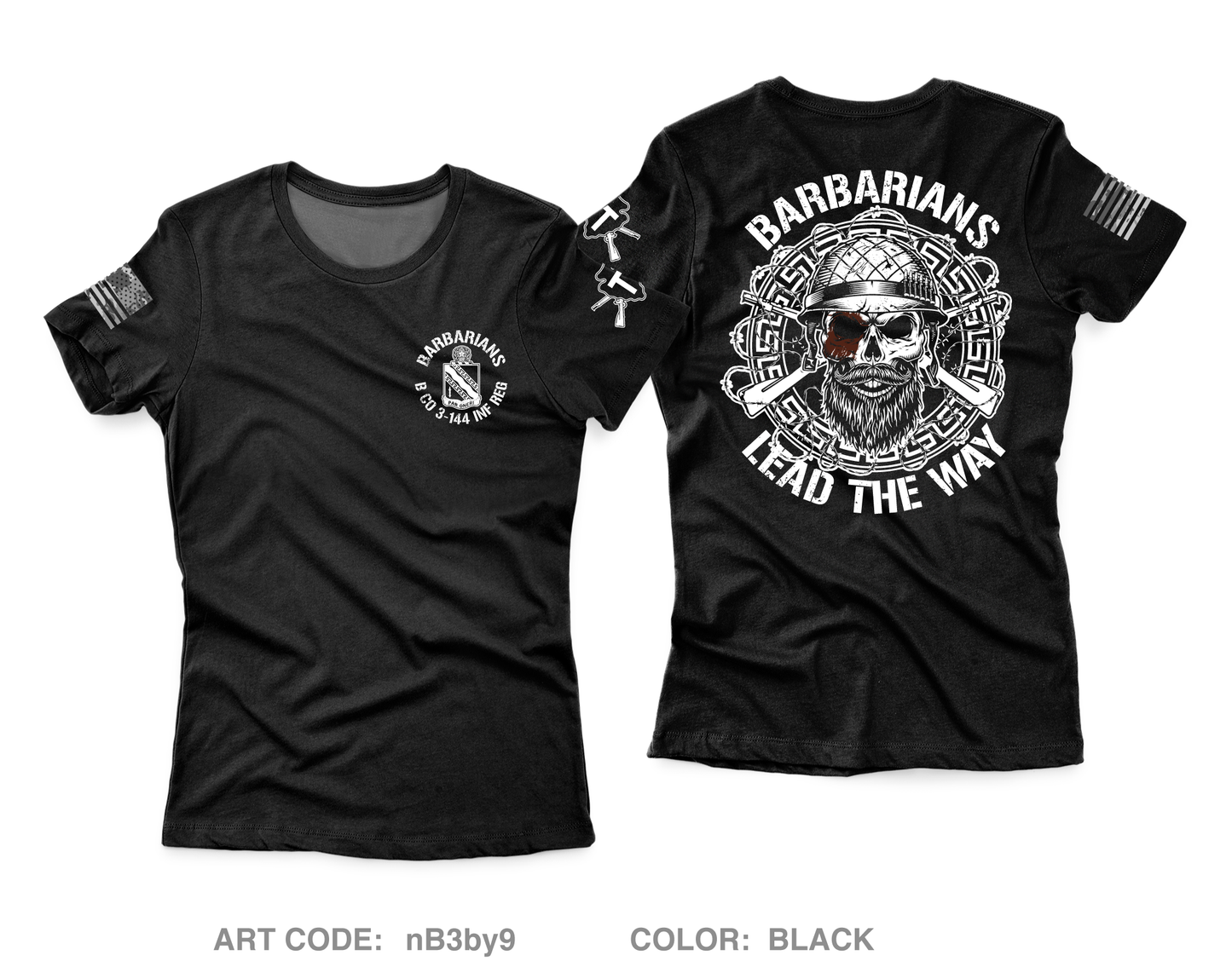 Barbarians / B Co 3-144 INF REG Core Women's SS Performance Tee - nB3by9