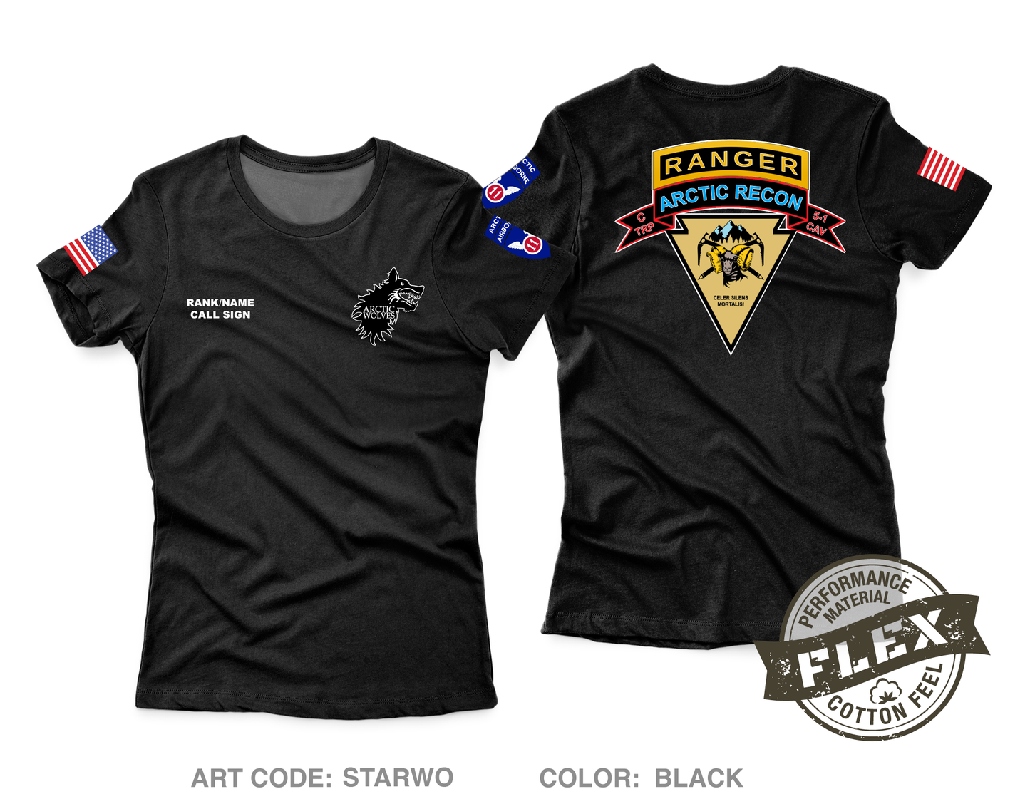 CUSTOM C-TROOP, 5-1 CAV Core Women's SS Flex Performance Tee - STARWO