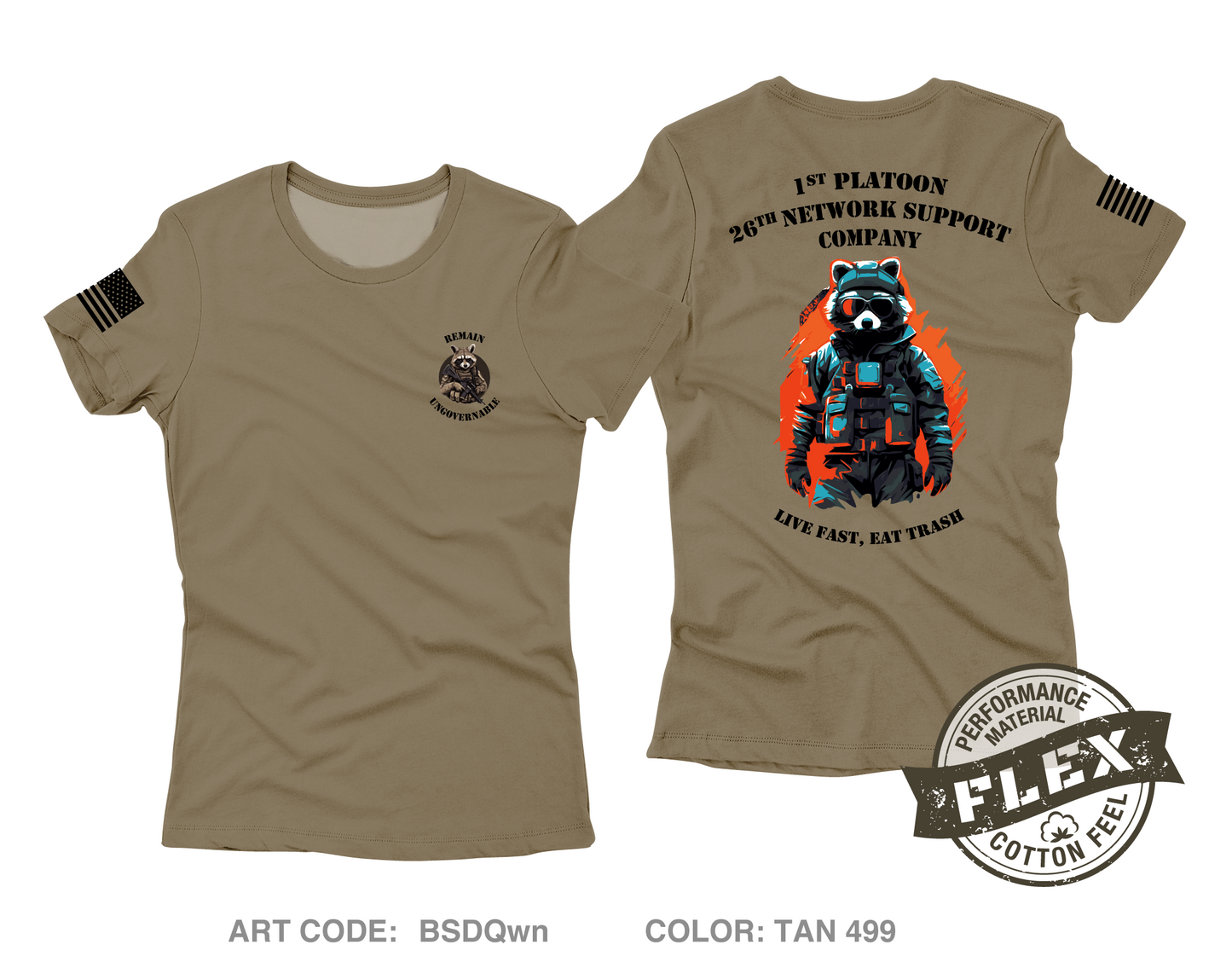 1st Platoon, 26th Network Support Company Core Women's SS Flex Performance Tee - BSDQwn
