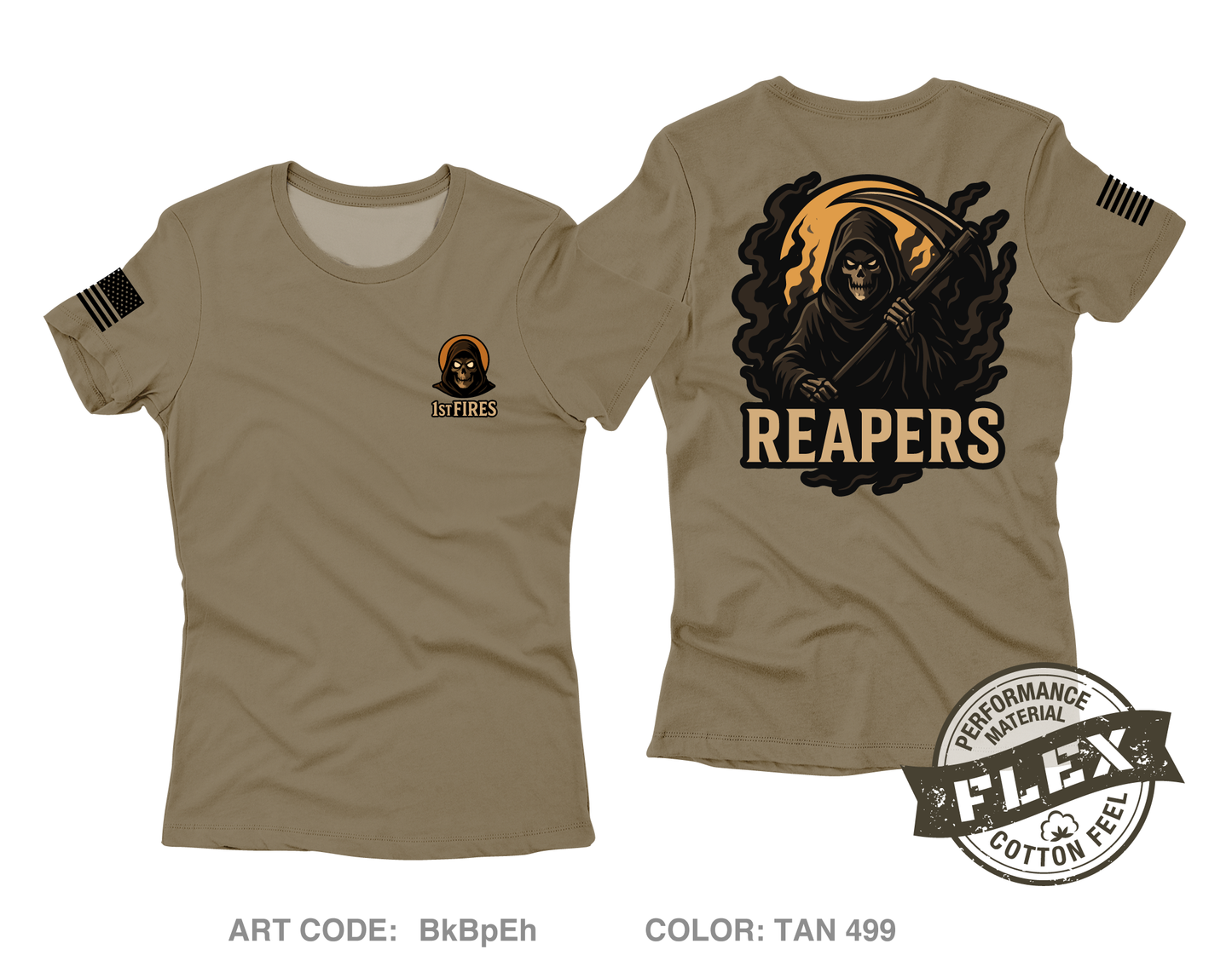 1st PLT, A BTRY 3-321FAR Core Women's SS Flex Performance Tee - BkBpEh