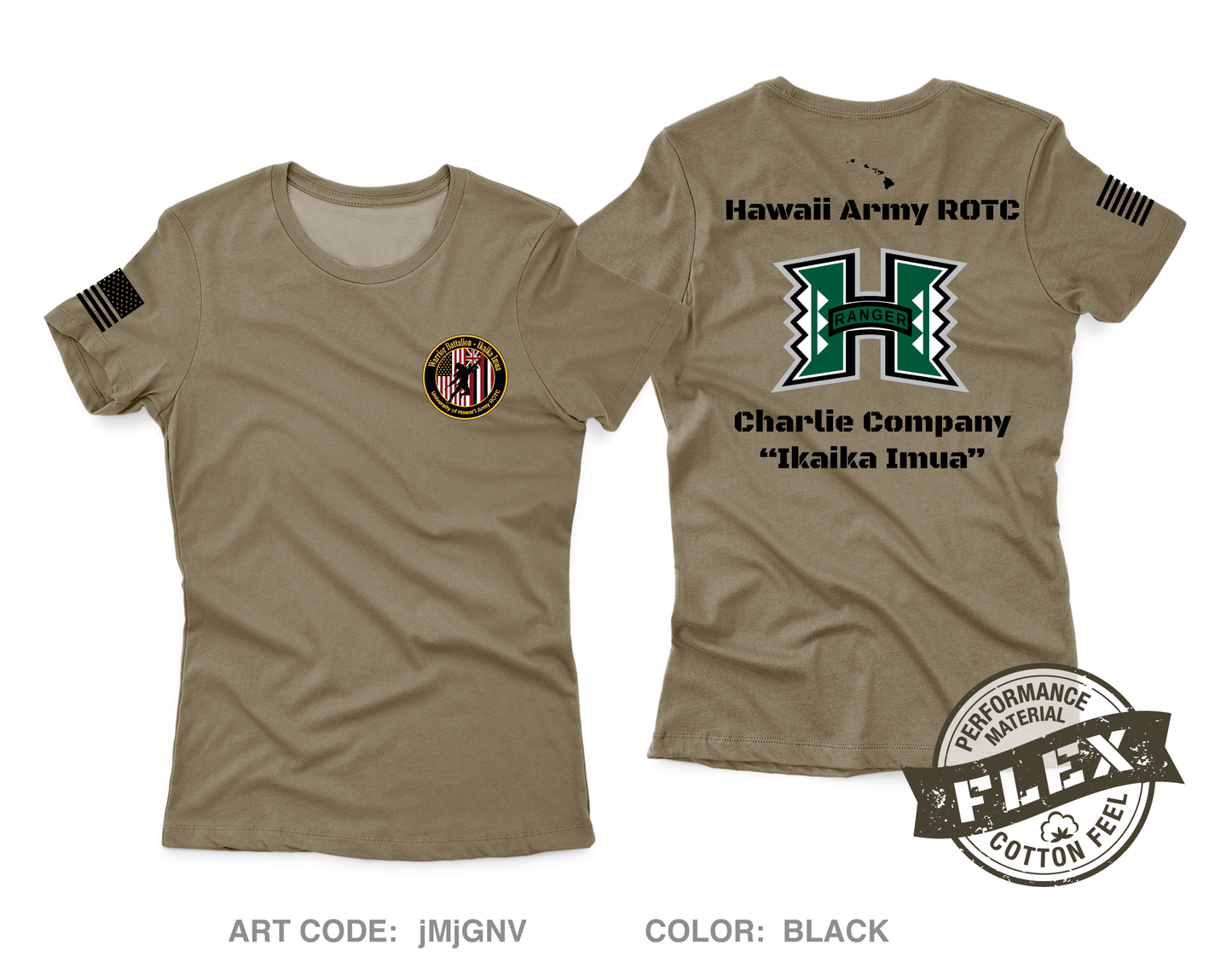 University of Hawaii Army ROTC Charlie Company Core Women's SS Flex Performance Tee - jMjGNV
