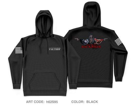 1st Platoon A Co 2-30IN Core Men's Hooded Performance Sweatshirt - h62S95