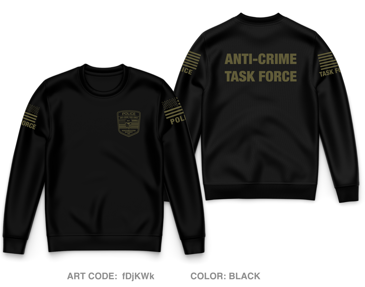 Northwestern District Anti-Crime Task Force Core Men's Crewneck Performance Sweatshirt - fDjKWk