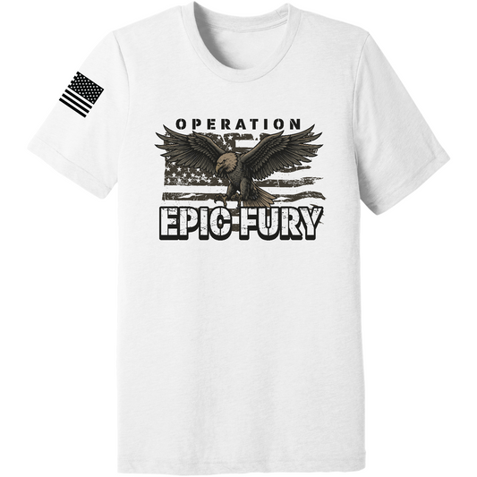 CUSTOM Operation Epic Fury Comfort Unisex Triblend SS Tee - Eagle Flag