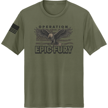 CUSTOM Operation Epic Fury Hi-Tech SS Performance Tee - Eagle Flag