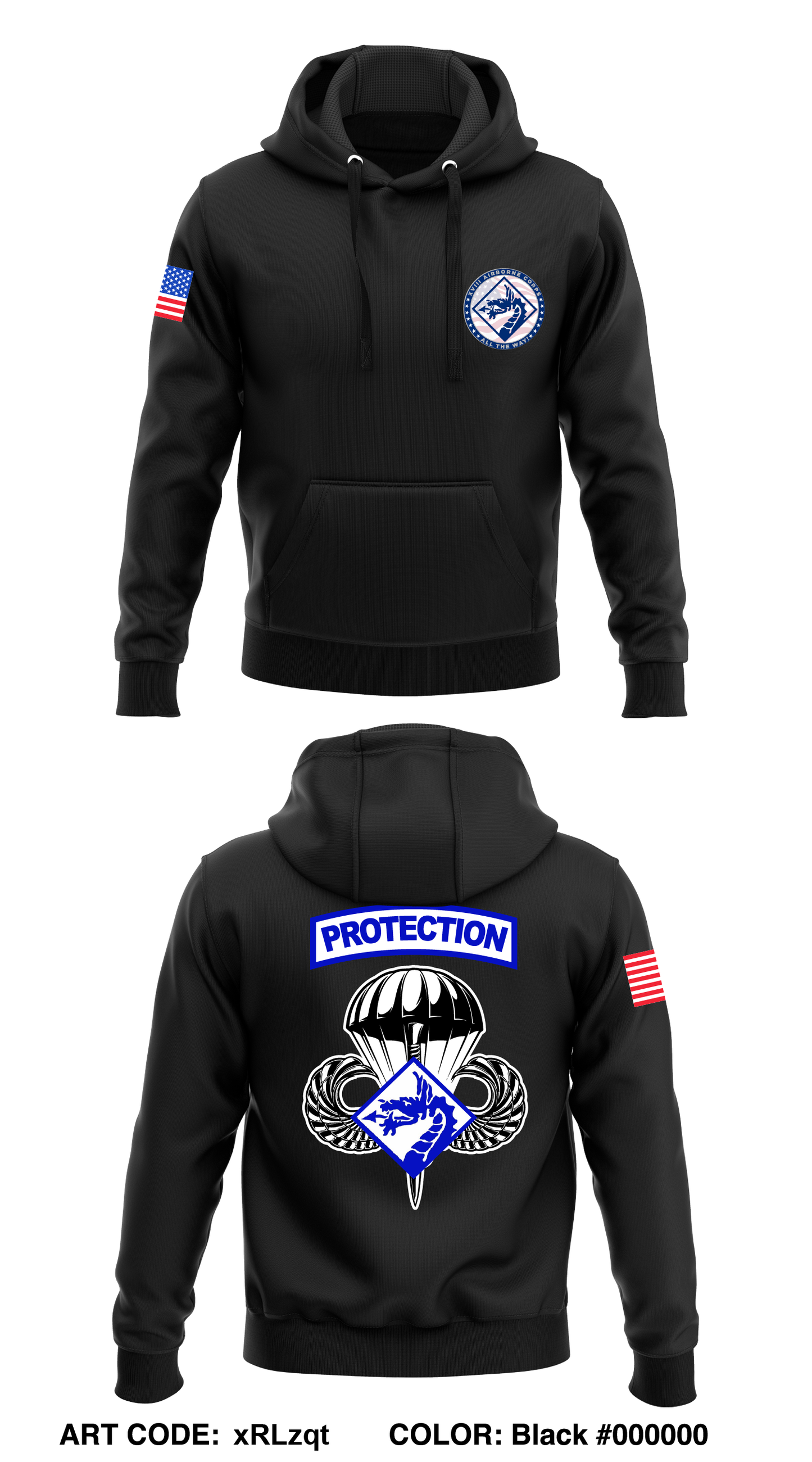 Protection Cell, XVIII ABN Corps  Core Men's Hooded Performance Sweatshirt - xRLzqt