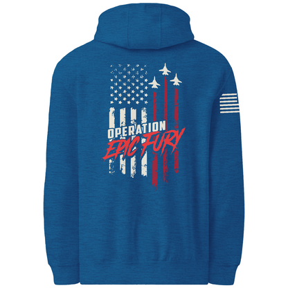 CUSTOM Operation Epic Fury Comfort Unisex Hooded Sweatshirt - Flag
