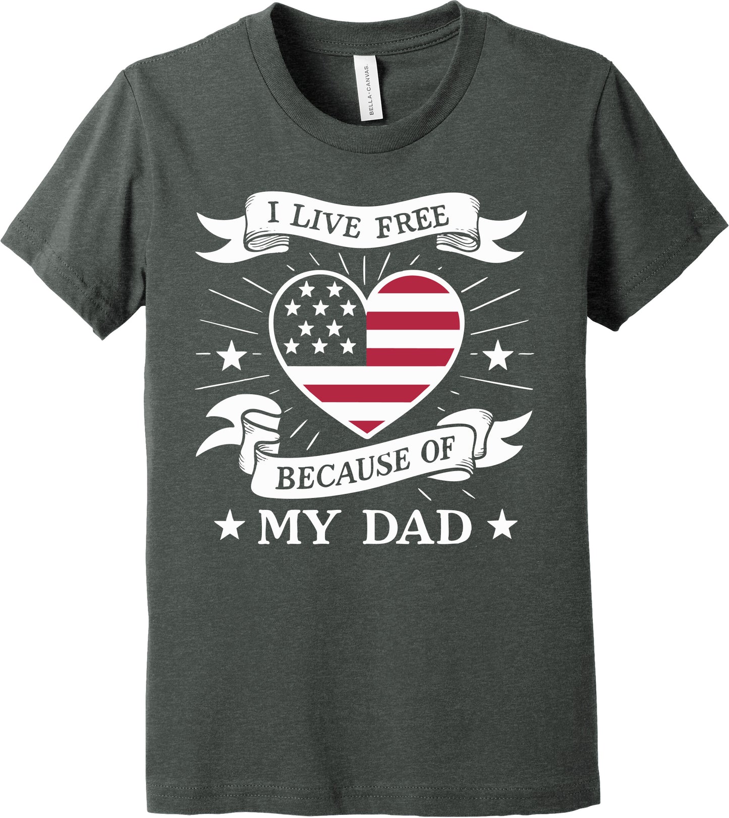 Emblem Youth Comfort Heather Cotton-Blend SS Tee - Live Free Heart Dad