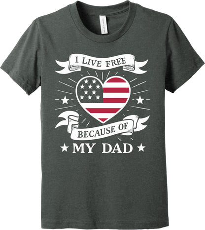 Emblem Youth Comfort Heather Cotton-Blend SS Tee - Live Free Heart Dad