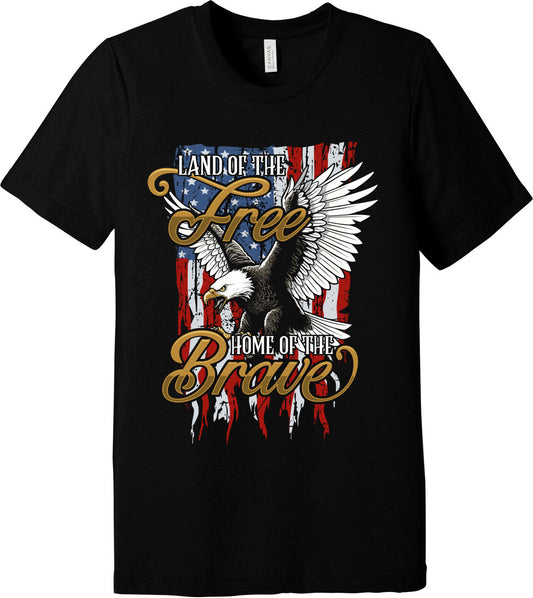 Emblem Comfort Unisex Triblend SS Tee - Land of Free, Home of the Brave