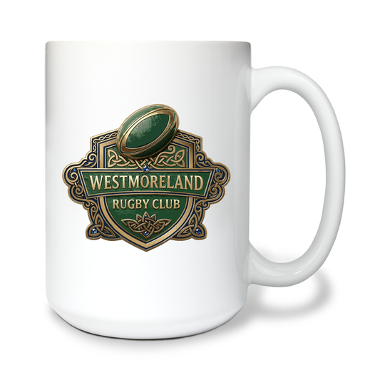 Westmoreland Rugby Club 15 oz White Ceramic Mug - tXwFTU