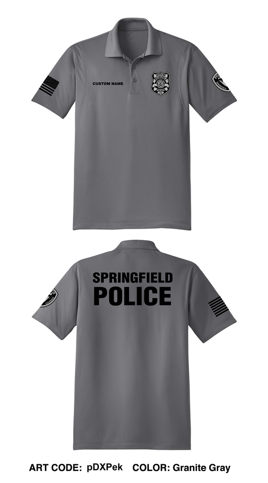 CUSTOM Springfield Police Department Core Men's SS Performance Polo - pDXPek