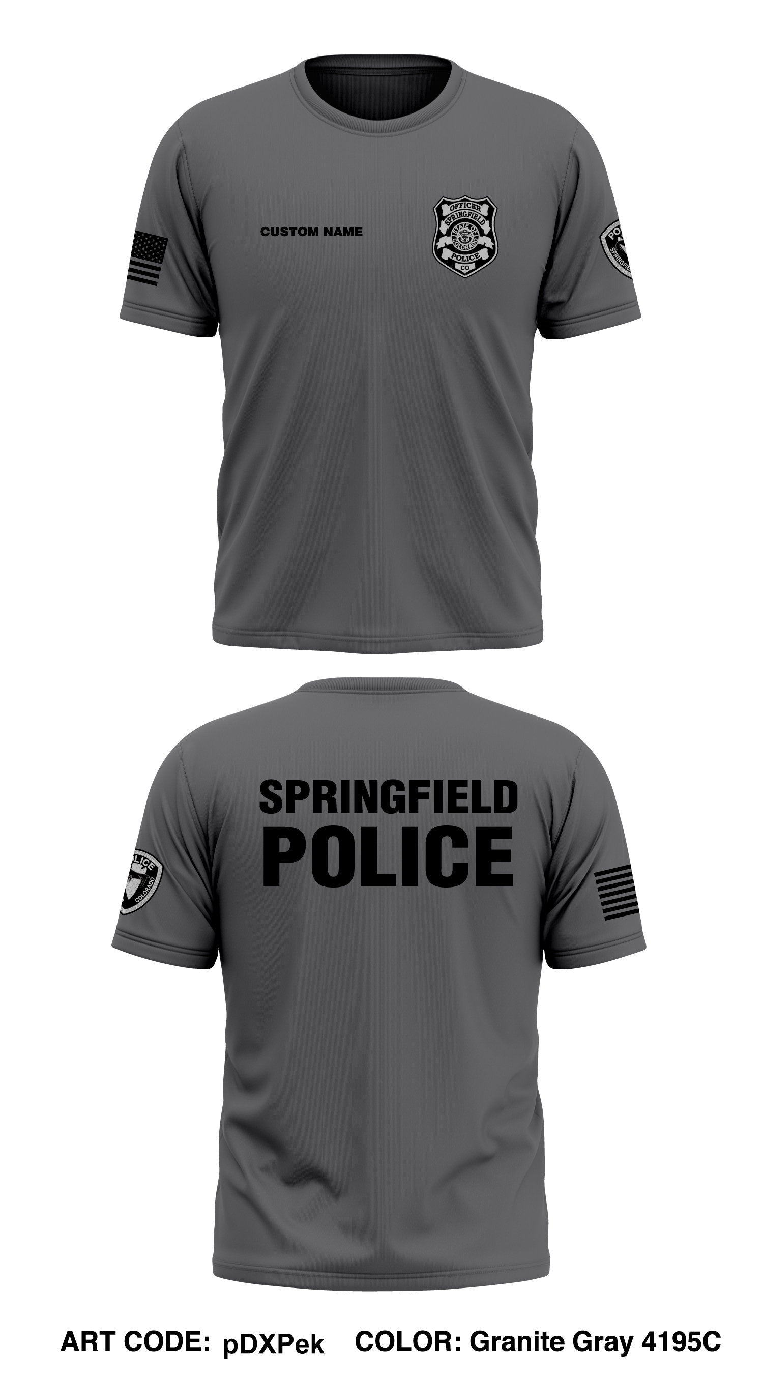 CUSTOM Springfield Police Department Core Men's SS Performance Tee - p ...