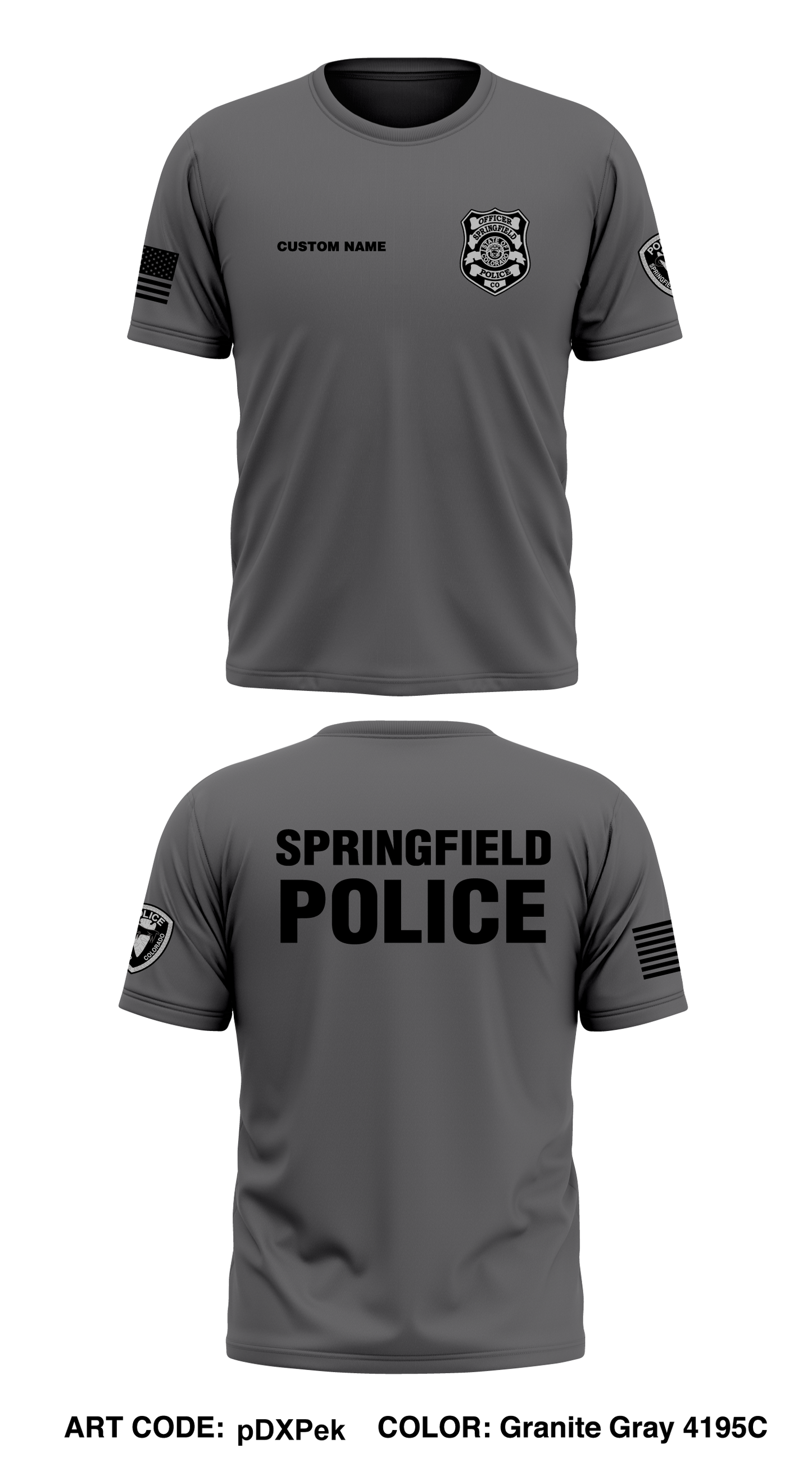 CUSTOM Springfield Police Department Core Men's SS Performance Tee - pDXPek