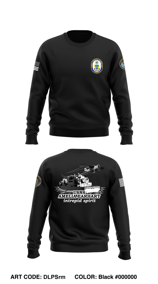USNS AMELIA EARHART Core Men's Crewneck Performance Sweatshirt - DLPSrm