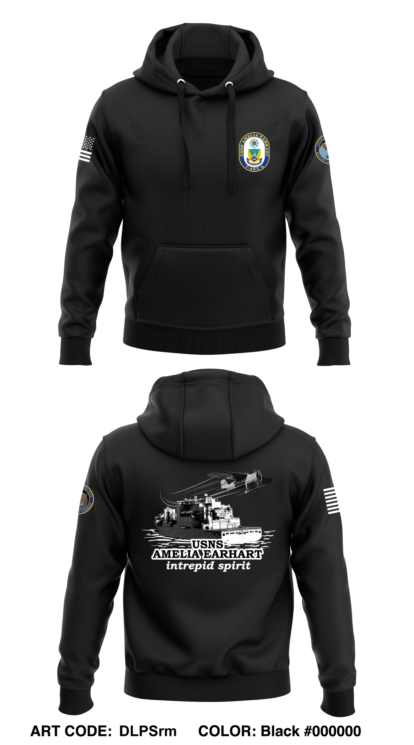 USNS AMELIA EARHART  Core Men's Hooded Performance Sweatshirt - DLPSrm