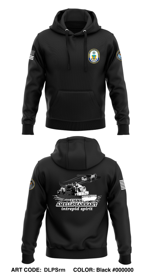 USNS AMELIA EARHART  Core Men's Hooded Performance Sweatshirt - DLPSrm