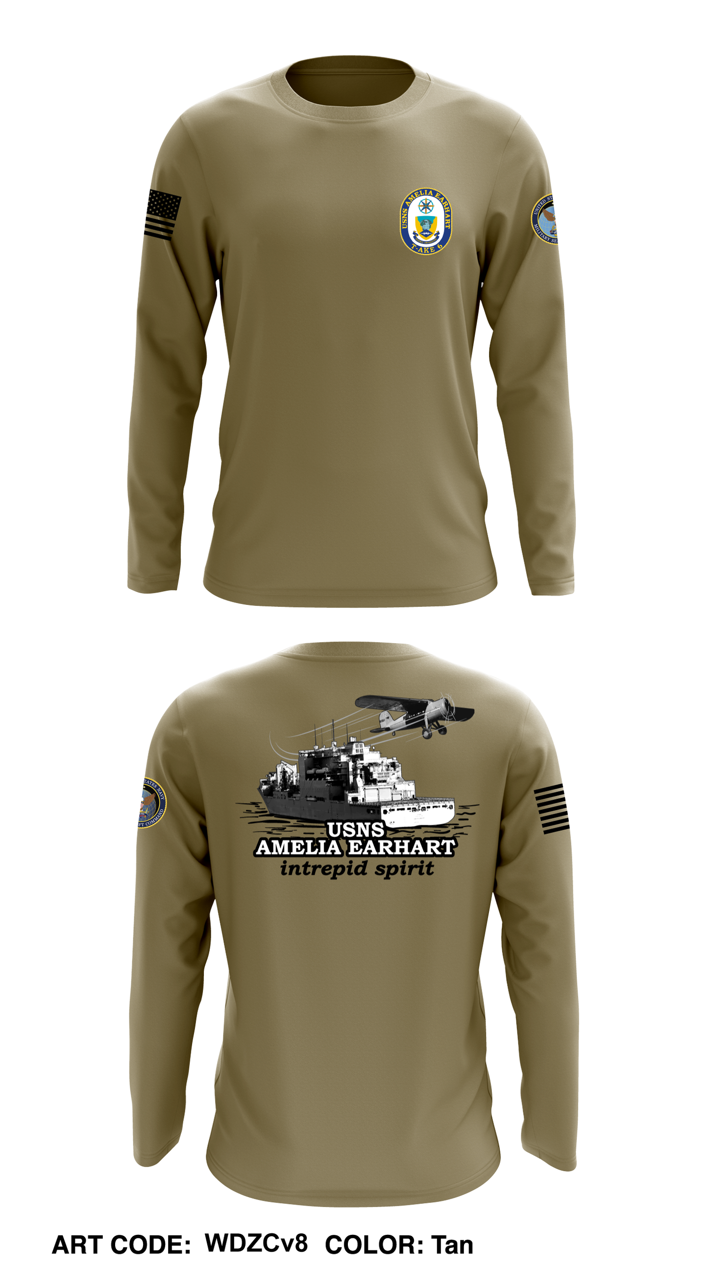 USNS AMELIA EARHART Core Men's LS Performance Tee - WDZCv8