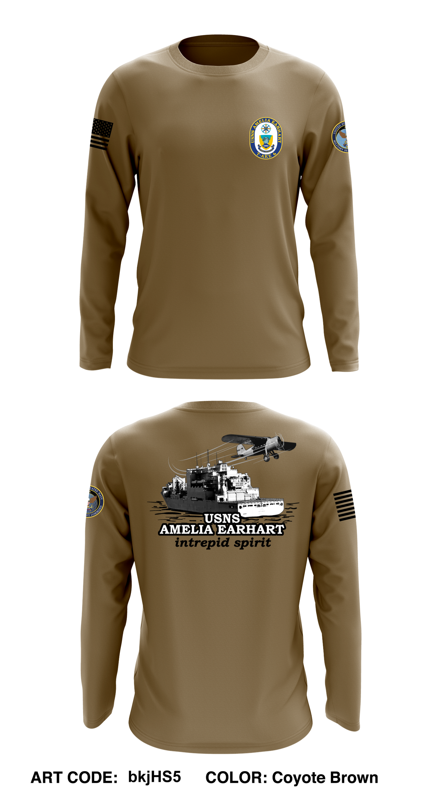 USNS AMELIA EARHART Core Men's LS Performance Tee - bkjHS5