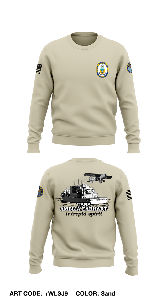 USNS AMELIA EARHART Core Men's Crewneck Performance Sweatshirt - rWLSJ9